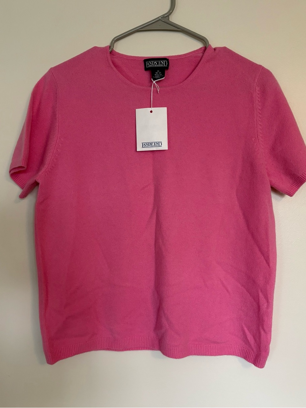 Lands End Bubble Gum Pink Classic Fit Cashmere Sweater